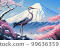 富士山和櫻花飛鶴 99636359