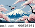 富士山和櫻花飛鶴 99636361