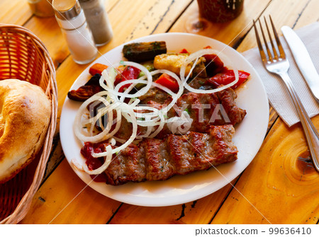 Popular dish of oriental cuisine is lula-kebab lamb Popular dish of oriental cuisine is lula-kebab lamb 99636410