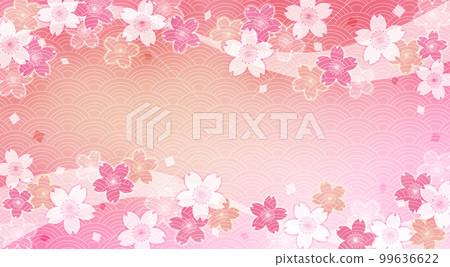 青海波浪紋櫻花背景 99636622