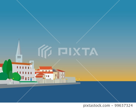 Porec Porec Croatia Euphrasian Basilica eufrazijeva evening view Porec Porec Croatia Euphrasian Basilica eufrazijeva evening view 99637324