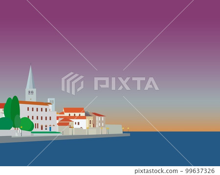 Porec Porec Croatia Euphrasian Basilica eufrazijeva evening view 99637326