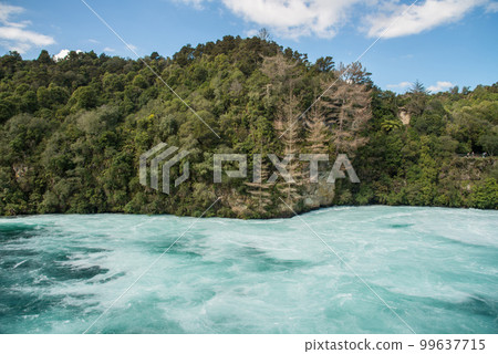 The beautiful turquoise water of Waikato river the longest river in New Zealand. The beautiful turquoise water of Waikato river the longest river in New Zealand. 99637715
