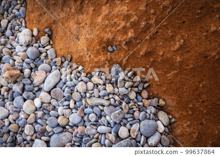 Rocky shapes on the beach. textures and patterns generated on the stones of the Ibiza. 99637864