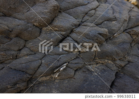 Rocky shapes on the beach. textures and patterns generated on the stones of the Ibiza. 99638011
