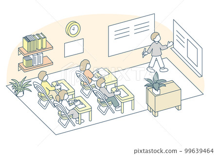 大樓內的一間自習室。在補習班或研討室。師生 99639464