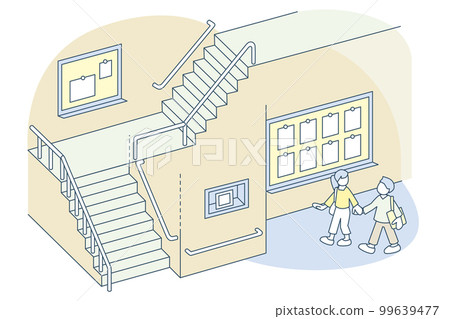 Space with stairs. students interact Space with stairs. students interact 99639477