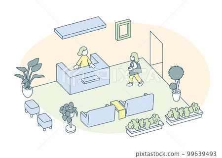 大樓內的接待區。作為醫院和公司入口的空間 大樓內的接待區。作為醫院和公司入口的空間 99639493