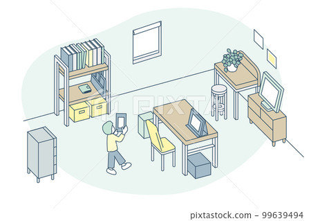 回到家後的客廳。在你的生活空間放鬆 99639494