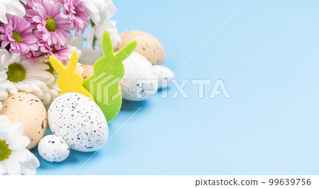 Easter eggs and flower bouquet Easter eggs and flower bouquet 99639756