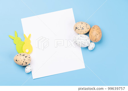 Easter eggs and greeting card Easter eggs and greeting card 99639757