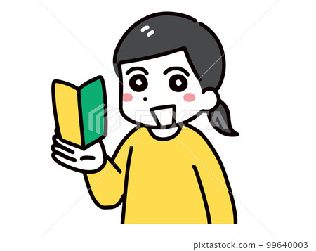 一位身著休閒服裝、面帶微笑、擁有初學者標記的年輕女子（上半身） 99640003