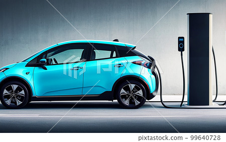 electric charging car. EV charging station for electric car in concept of green energy and eco power produced from sustainable source to supply to charger station. reduce CO2 emission. generative ai electric charging car. EV charging station for electric car in concept of green energy and eco power produced from sustainable source to supply to charger station. reduce CO2 emission. generative ai 99640728