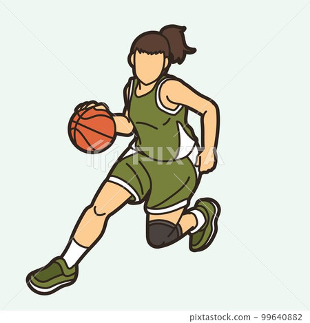 Basketball Female Player Action Cartoon Sport Graphic Vector Basketball Female Player Action Cartoon Sport Graphic Vector 99640882