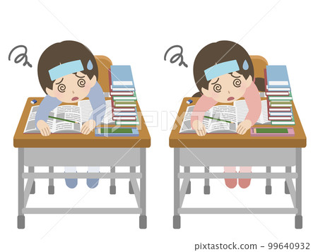 Children who study too much and fall down Children who study too much and fall down 99640932