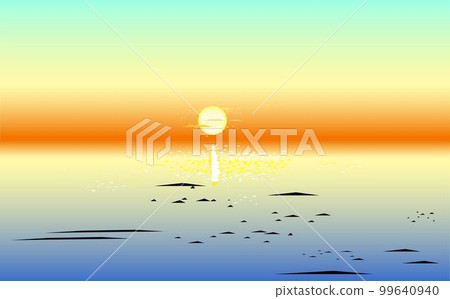 tranquil south sea sunset illustration tranquil south sea sunset illustration 99640940