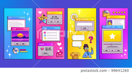 Retro story design template with computer window Retro story design template with computer window 99641260