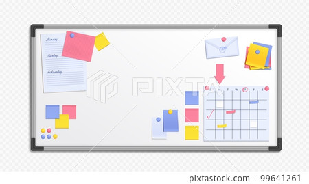 Realistic whiteboard for memo notes and planner 99641261