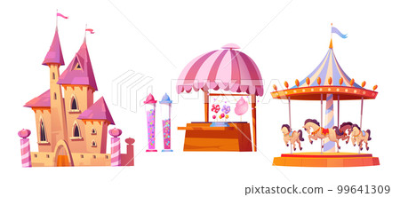 Cartoon set of amusement park design elements 99641309