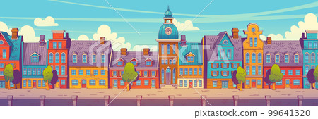 Scandinavian street with traditional architecture Scandinavian street with traditional architecture 99641320