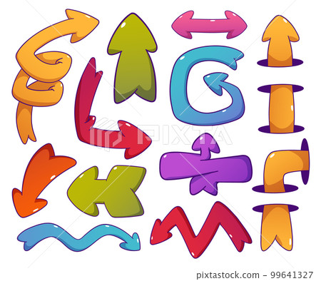 Cartoon quirky arrow set. Retro comic spiral shape 99641327