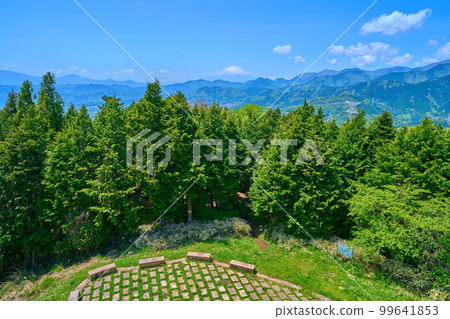 春天從神奈川縣秦野市菜花台向西眺望（富士山、高松山、檜山等） 99641853