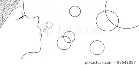 女人吹肥皂泡的插圖（一） 99641887