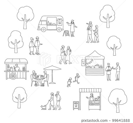 Background material of people crowded with trees and Marche Background material of people crowded with trees and Marche 99641888