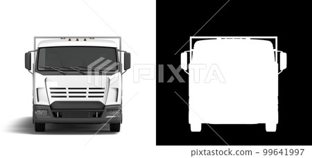 white flatbed truck template isolated on white for car branding and advertising front view 3d render on white with alpha 99641997