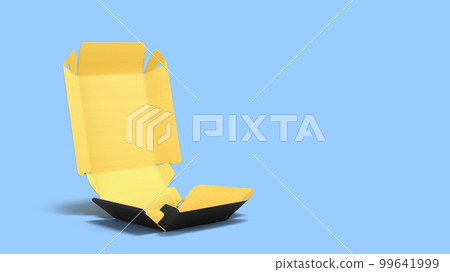 Empty colored open box for burger mokup for food presentation 3d render on blue background 99641999