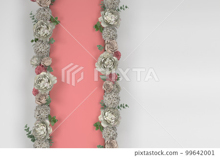 floral design concept pink rose and white peonies 3d render on colored background floral design concept pink rose and white peonies 3d render on colored background 99642001