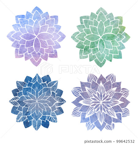 Set of watercolor flowers mandala 99642532