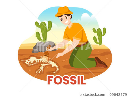 Fossil Illustration with Archaeologists Finds Dinosaurs Skeletons on Excavations or Digging Soil Layers in Flat Cartoon Hand Drawn Templates Fossil Illustration with Archaeologists Finds Dinosaurs Skeletons on Excavations or Digging Soil Layers in Flat Cartoon Hand Drawn Templates 99642579