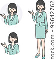 Illustration set explained by a woman in a suit 99642762