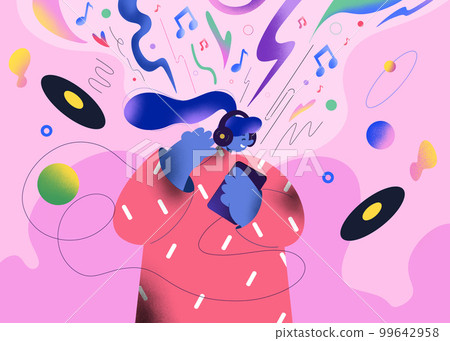 Woman using headphone listen music happy lifestyles people in flat art character design illustration Woman using headphone listen music happy lifestyles people in flat art character design illustration 99642958