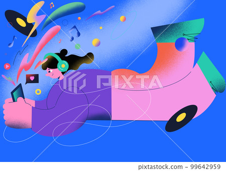 Woman using headphone listen music happy lifestyles people in flat art character design illustration Woman using headphone listen music happy lifestyles people in flat art character design illustration 99642959
