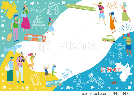 Tourists enjoying summer specialties sightseeing in the Kinki region of Japan, set of icons (flat) Tourists enjoying summer specialties sightseeing in the Kinki region of Japan, set of icons (flat) 99643421