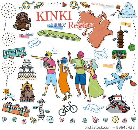 一組圖標(線條圖),供在日本近畿地區享受夏季特色觀光的遊客使用 一組圖標(線條圖),供在日本近畿地區享受夏季特色觀光的遊客使用 99643428