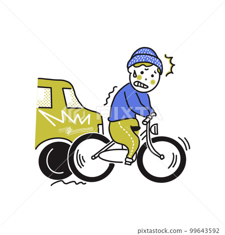 一個騎自行車損壞汽車的人 一個騎自行車損壞汽車的人 99643592
