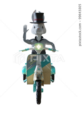 3D Illustration , The Easter Bunny delivering eggs 3D Illustration , The Easter Bunny delivering eggs 99643805