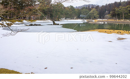 冬天的毛越寺淨土庭園，岩手縣大泉池 99644202