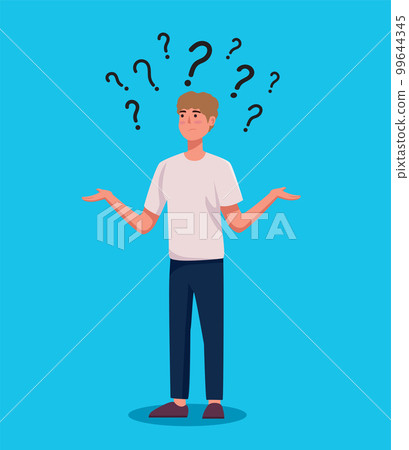 man in doubt question marks vector illustration 99644345