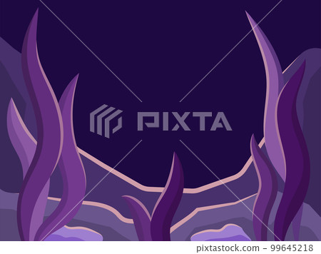 Cartoon underwater landscape. Sea underwater background. Sea bottom with underwater plants. Vector illustration Cartoon underwater landscape. Sea underwater background. Sea bottom with underwater plants. Vector illustration 99645218