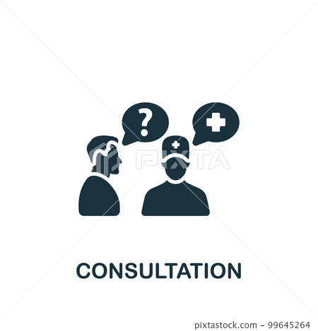 Consultation icon. Monochrome simple sign from speech collection. Consultation icon for logo, templates, web design and infographics. Consultation icon. Monochrome simple sign from speech collection. Consultation icon for logo, templates, web design and infographics. 99645264