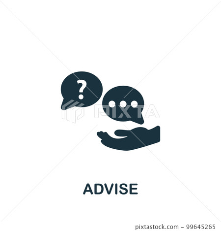 Advise icon. Monochrome simple sign from speech collection. Advise icon for logo, templates, web design and infographics. Advise icon. Monochrome simple sign from speech collection. Advise icon for logo, templates, web design and infographics. 99645265