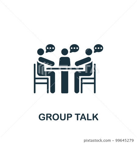 Group talk icon. Monochrome simple sign from speech collection. Group talk icon for logo, templates, web design and infographics. Group talk icon. Monochrome simple sign from speech collection. Group talk icon for logo, templates, web design and infographics. 99645279