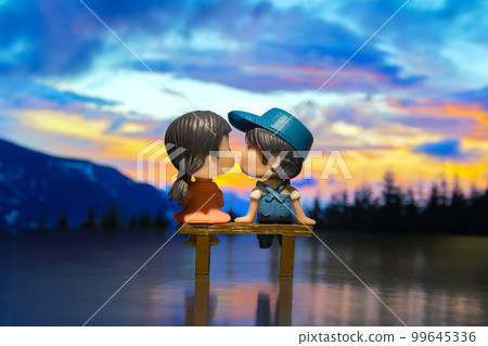 miniature people. figures for the game. romantic couple of young people. miniature people. figures for the game. romantic couple of young people. 99645336