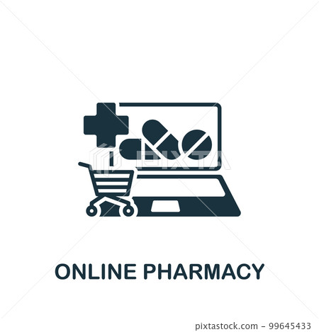 Online pharmacy icon. Monochrome simple sign from pharmacy collection. Online pharmacy icon for logo, templates, web design and infographics. 99645433