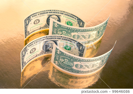 labyrinth of dollars on a golden background. financial wall of success. business concept 99646086