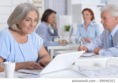 senior business woman working in light office 99646201